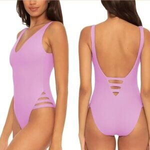 BECCA Lavender Purple One Piece Cutout Swimsuit Size Small